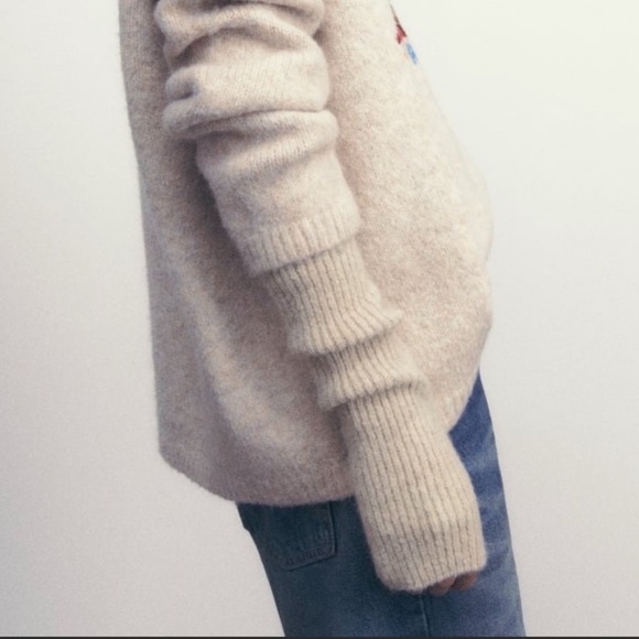 Zara Accessories Nwt Zara Fingerless Ribbed Knit Gloves Sand Marl